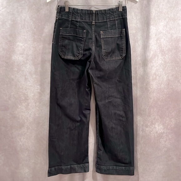 Anthropologie Maeve Colette High-Rise Crop Wide-Leg Jeans dark wash size 26 - Picture 7 of 10